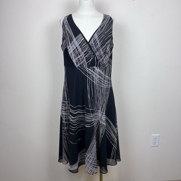 Lane Bryant Dress Womens Fourteen Black Midi Office Party Babydoll Whimsigoth - Picture 1 of 12